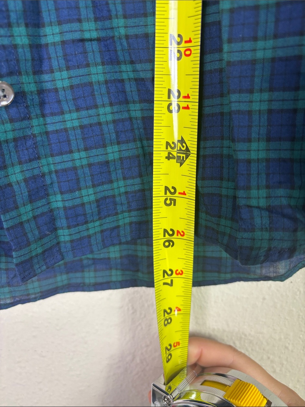 J. Crew Boy Shirt Button Down Long Sleeve Navy Blue Green Plaid Sz 10 - Picture 10 of 11